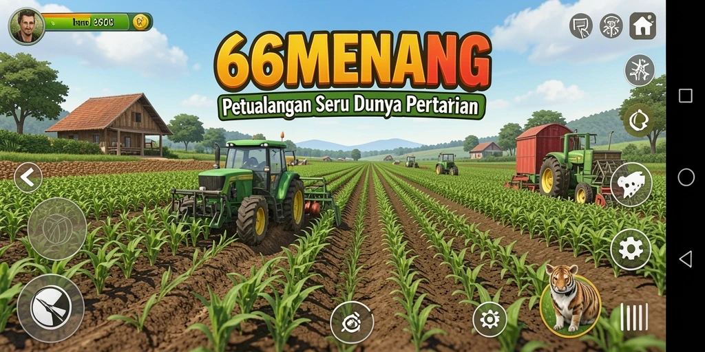 Tampilan seru dari gameplay 66MENANG yang menunjukkan pertanian aktif.