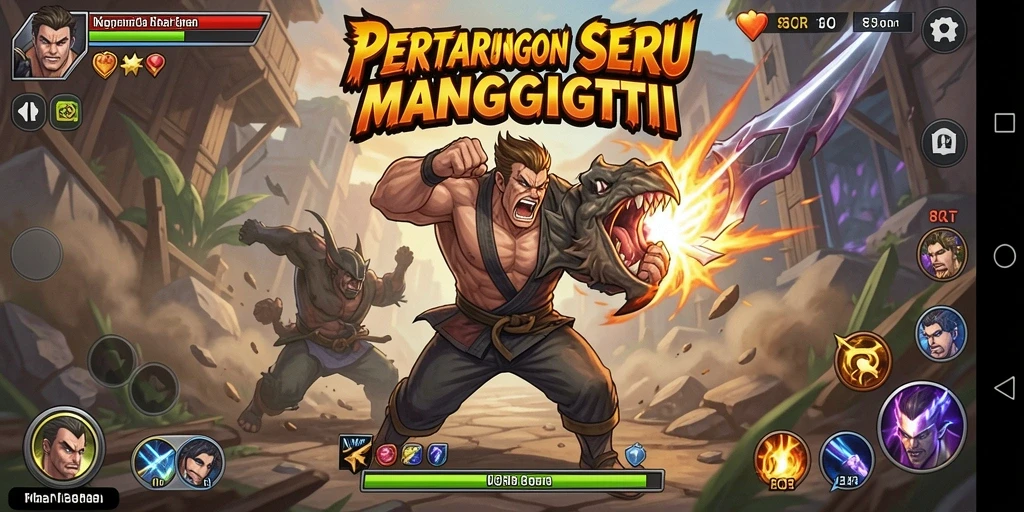 Gameplay seru dalam pertarungan 8QR dengan grafis menakjubkan.