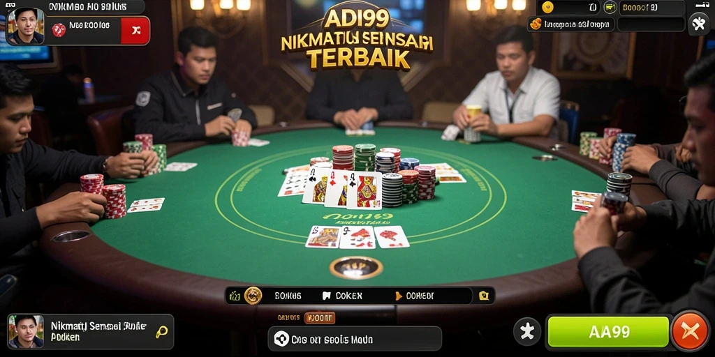 Tangkapan layar utama menunjukkan gameplay seru dalam aplikasi Poker.