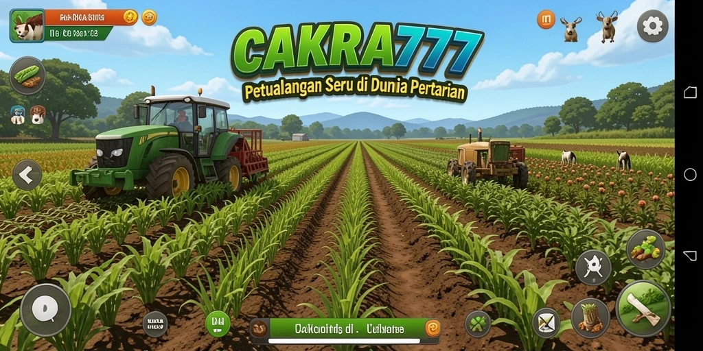 Tampilan gameplay CAKRA777 yang menampilkan ladang yang subur dan interaksi pengguna.