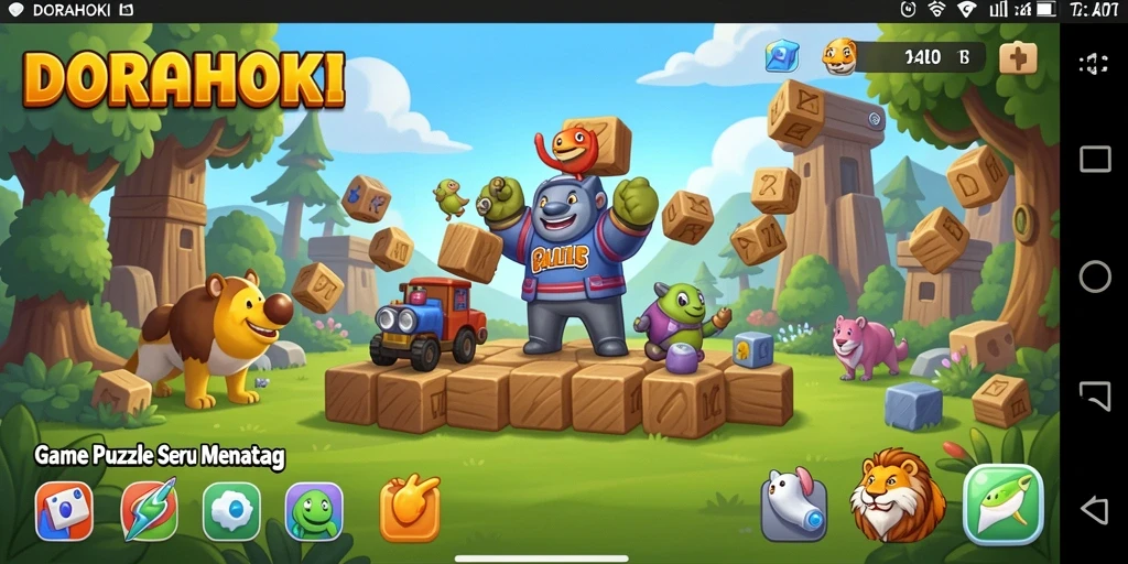 Tampilan gameplay DORAHOKI yang menantang dan seru.