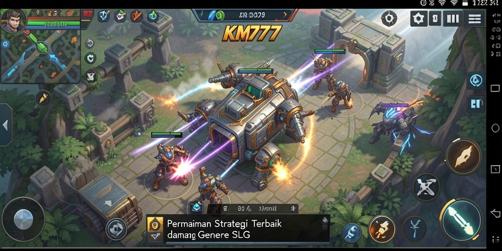 Tangkapan layar yang menunjukkan aksi mendebarkan dari gameplay strategis KM777.