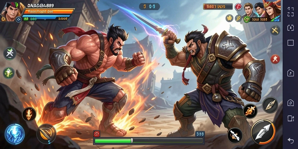 Tampilan screenshot utama game Fighting yang menampilkan pertarungan mendebarkan.