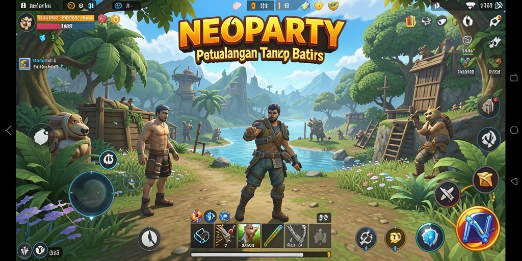 Tampilan menakjubkan dari dunia terbuka NEOPARTY yang beragam.
