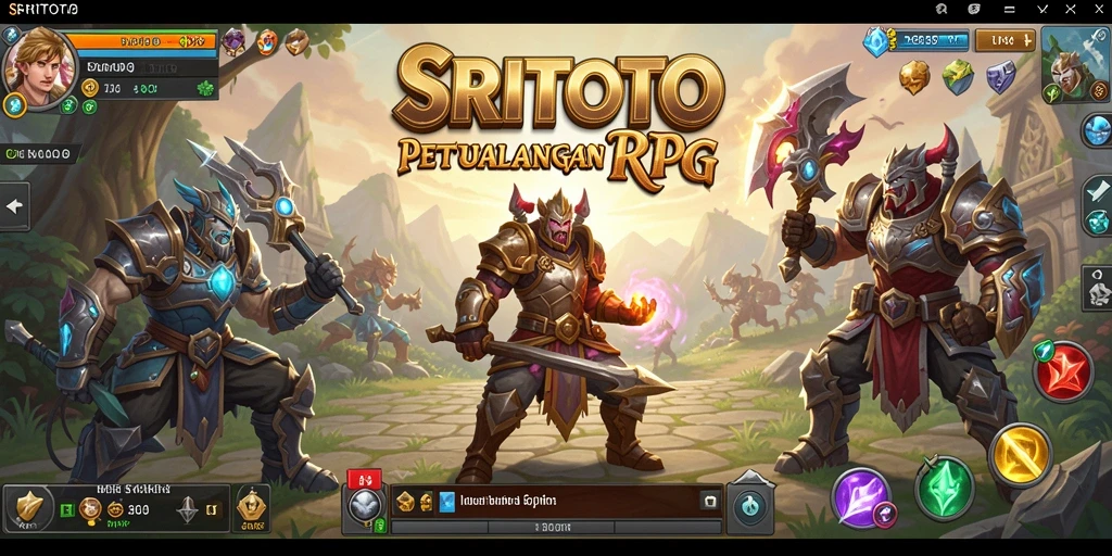 Screenshot SRITOTO menampilkan pertarungan RPG yang seru dan dinamis.