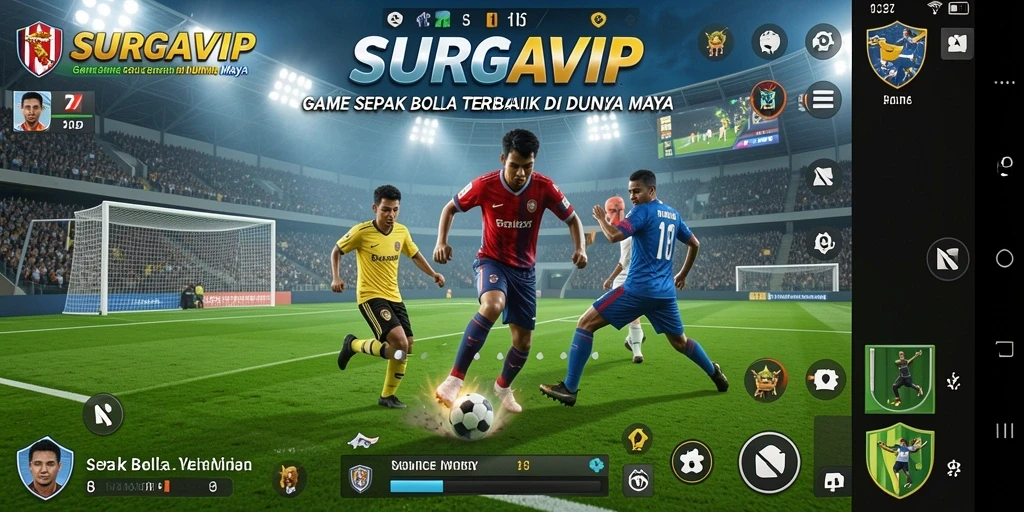 Tampilan gameplay <strong>SURGAVIP</strong> yang menakjubkan dengan aksi sepak bola intens.