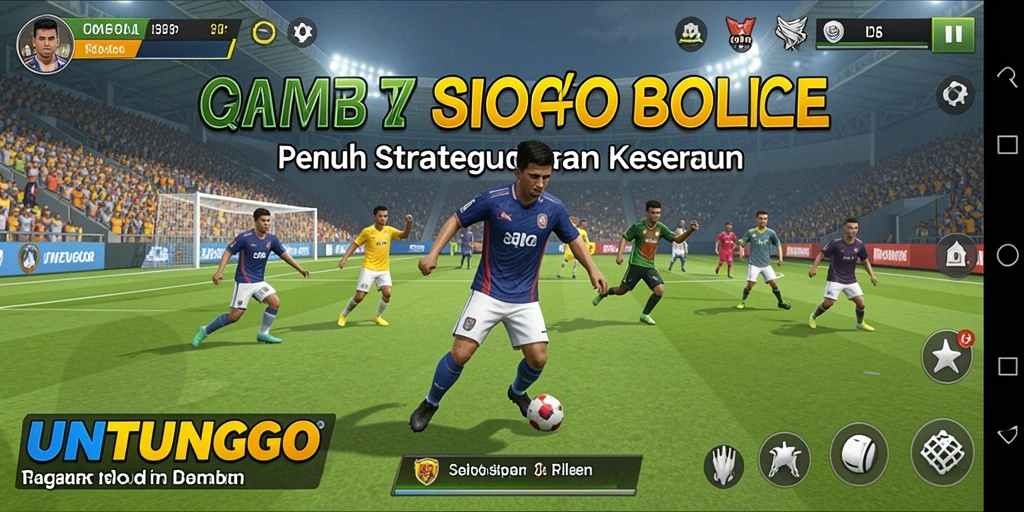 Tampilan gameplay UNTUNGGO yang seru dan mendebarkan di lapangan sepak bola.