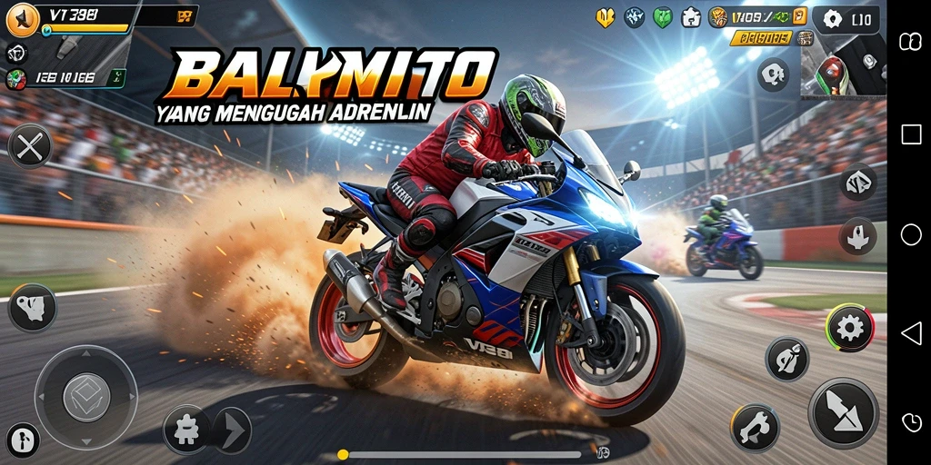 Gameplay balap motor yang seru dengan grafis menawan.