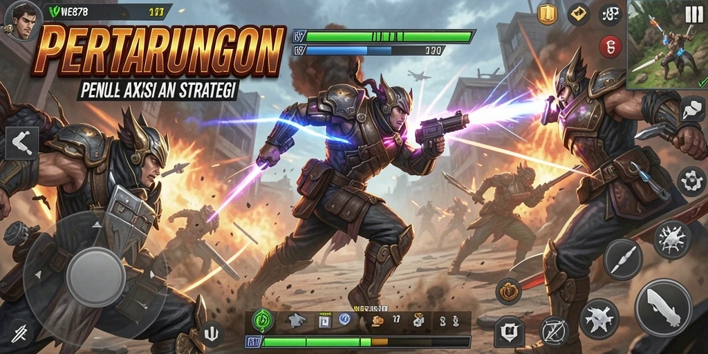 Gameplay seru WE878 menampilkan pertarungan antar karakter yang mendebarkan.